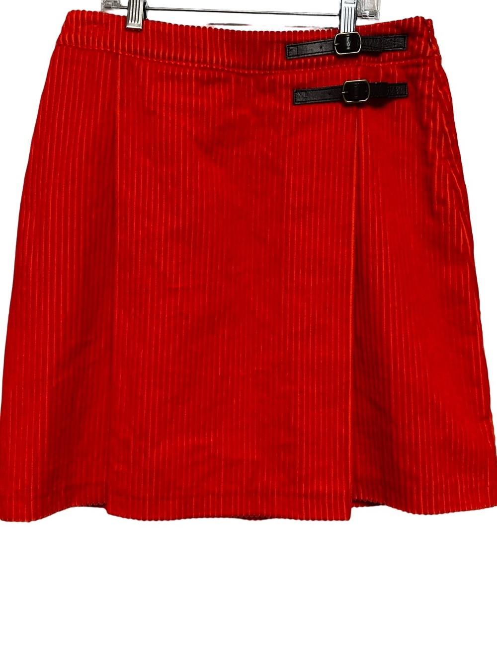 Boden Orange Corduroy Cotton Mini Skirt Size 6 Buckle Wrap Kilt Chic Preppy